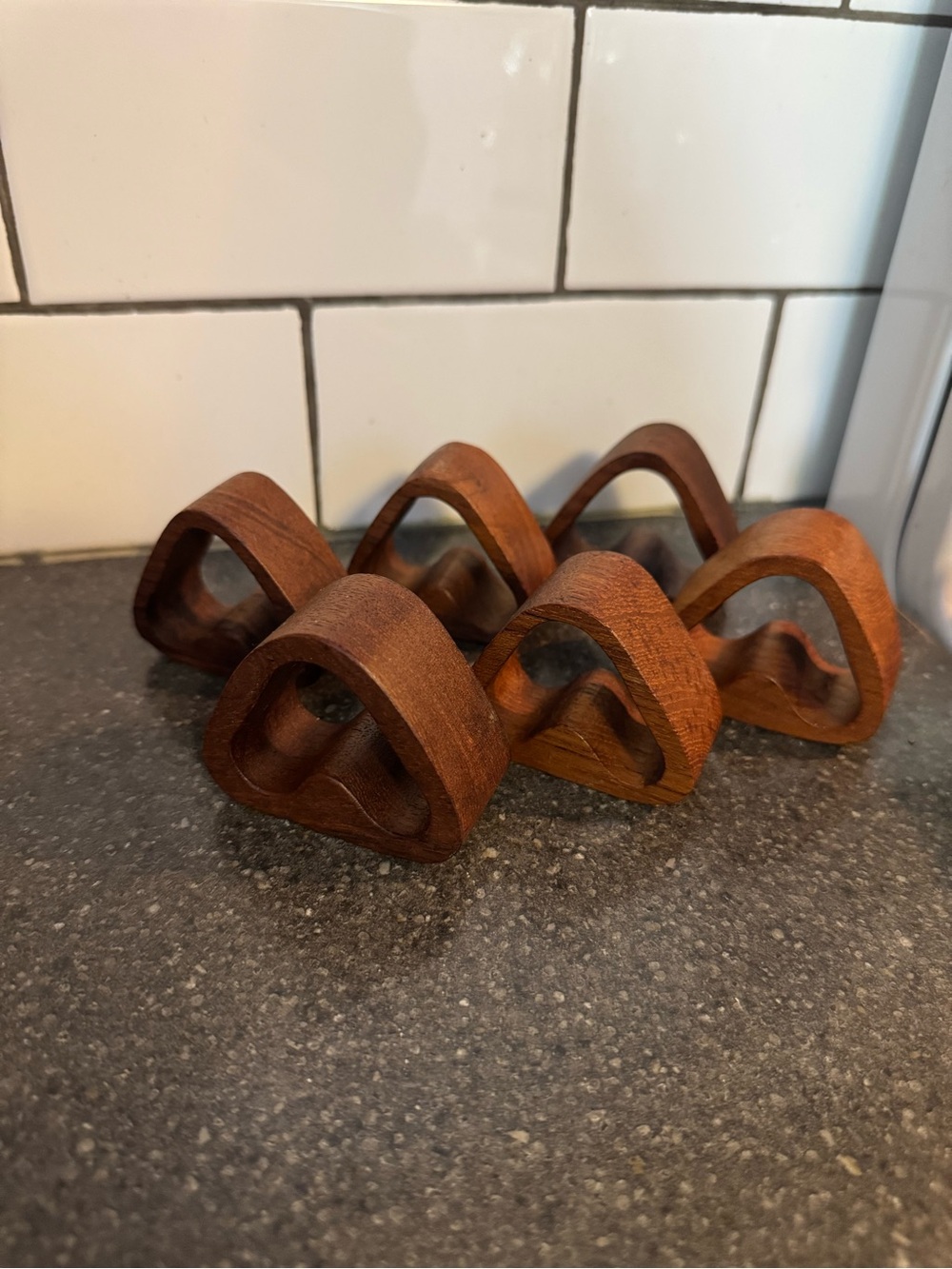MCM Teak Wooden Napkin Rings Set